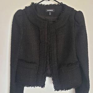 Express Open Front Black Tweed Blazer XS